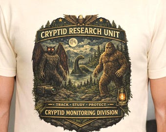 Cryptid Research Unit Shirt, Bigfoot Mothman Nessie Tee, Cryptid Monitoring Division T-Shirt, Paranormal Investigator Apparel