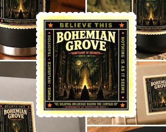 Bohemian Grove Sticker, Secret Society Vinyl Decal, Owl Monument Sticker, Conspiracy Art, Redwood Forest Mystery, Weird Americana Gift
