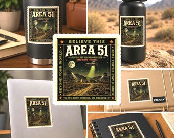 Area 51 Sticker, Dreamland Nevada Vinyl Decal, UFO Sticker, Secret Research Facility Art, Conspiracy Sticker, Alien Believer Gift