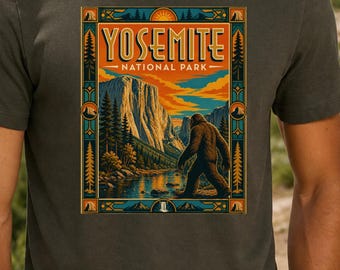 Yosemite National Park Bigfoot Shirt, Sasquatch Hiking Tee, Vintage National Park Shirt, Cryptid Lover Gift