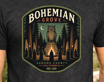 Bohemian Grove Shirt, Sonoma County California Tee, Secret Society Owl Shirt, Redwoods Graphic T-Shirt, Conspiracy Tee, Weird Americana Gift
