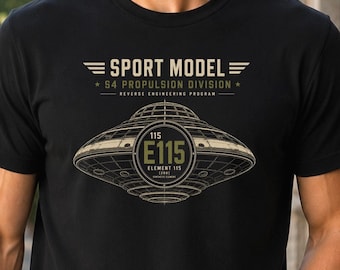 Element 115 Research Shirt, UFO Enthusiast Tee, Vintage Area 51 Graphic Shirt, UFO Gift, Flying Saucer Tee