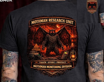 Mothman Research Unit Shirt, Cryptid Night Watch Tee, Mothman Monitoring Division T-Shirt, Paranormal Investigator Gift