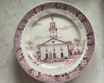 Ironstone Plate Vincennes Indiana church Staffordshire England 6.75” Cathedral St Francis Xavier