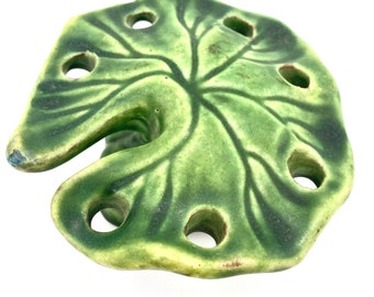 Fulper Pottery, Flower Frog, Lilly Pad, Art Pottery Green