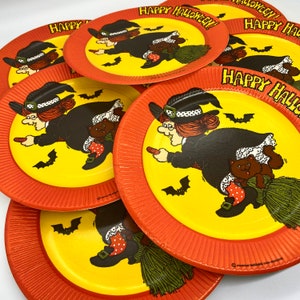 Set of 8 1979 NOS Halloween Paper Plates Party Supplies American Greetings 9 inch Bild 4