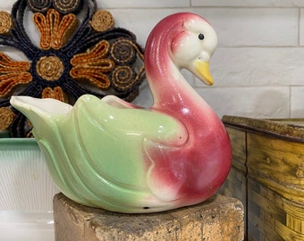 Pastel Swan pottery planter unmarked Vintage 1950s-60s