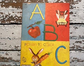 Vintage Saalfield ABC 326 5 cents Coloring Book w Bunny Art on cover