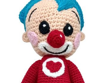 Amigurumi PLIM PLIM CLOWN 12" Handmade stuffed Crochet Toy Doll , Action Figure , Art Plush , cloth fleece fabric rag