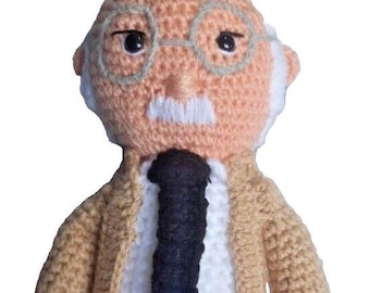 Amigurumi CARL JUNG 12" Handmade STUFFED Crochet Toy Doll , Psychology Action Figure , Art Plush , cloth fleece fabric rag