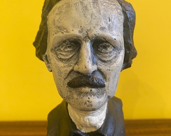 Handmade Edgard ALLAN POE BUST Sculpture Statue The Raven Figure book writer horror