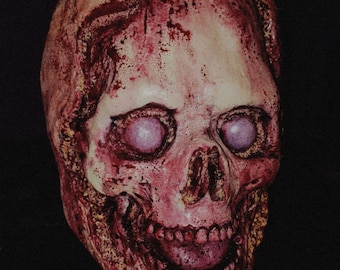 Maschera in lattice con faccia strappata, costume cosplay, Halloween, horror, zombie, Walking Dead, twd, busto, testa