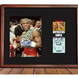 Floyd MAYWEATHER vs CANELO Alvarez GERAHMT 13 "x 17" signed Photo & Fight Ticket Display Repro