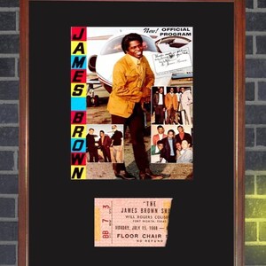 JAMES BROWN FRAMED 13"x17" Signed Program & Concert Ticket Display Repro