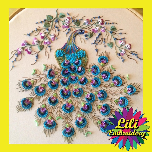 Lili - Majestic Peacock, an Advanced Brazilian Embroidery Pattern