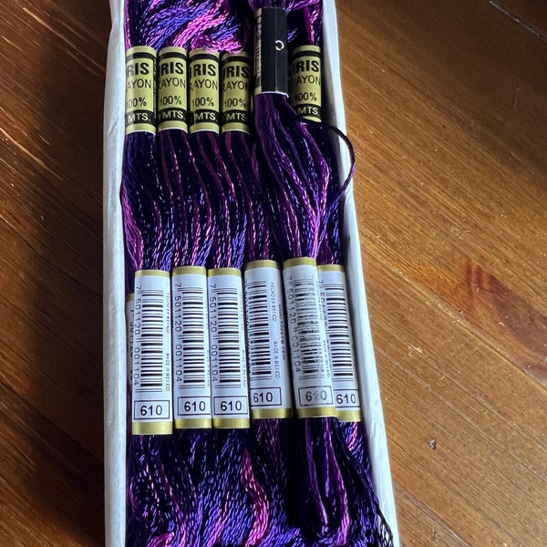 Variegated Iris Rayon Thread #610 (Deep Purple) Sold Individually.