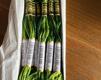Variegated Iris Rayon Thread #614 (Parrot Green), Sold Individually.