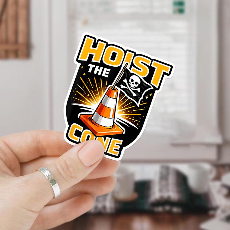 Hoist The Cone Pirate Traffic Cone Sticker Funny Meme Vinyl Waterproof Laptop Water Bottle Decal Humor Gift image 1