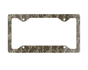 Camouflage Metal License Plate Frame – Durable Aluminum Car Accessory