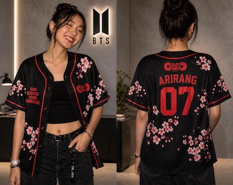 Arirang BTS Floral Baseball Jersey, Arirang BTS World Tour 2026 Jersey, Kpop Army Gift, Unisex Kpop Fan Shirt, Bangtan Concert Merch