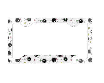 Soot Sprite License Plate Frame: Spirited Away Anime Fanart Aluminum Plate Holder