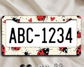 Cute Ladybug License Plate Frame – Girly Car Accessories, Universal US Standard Tag Frame