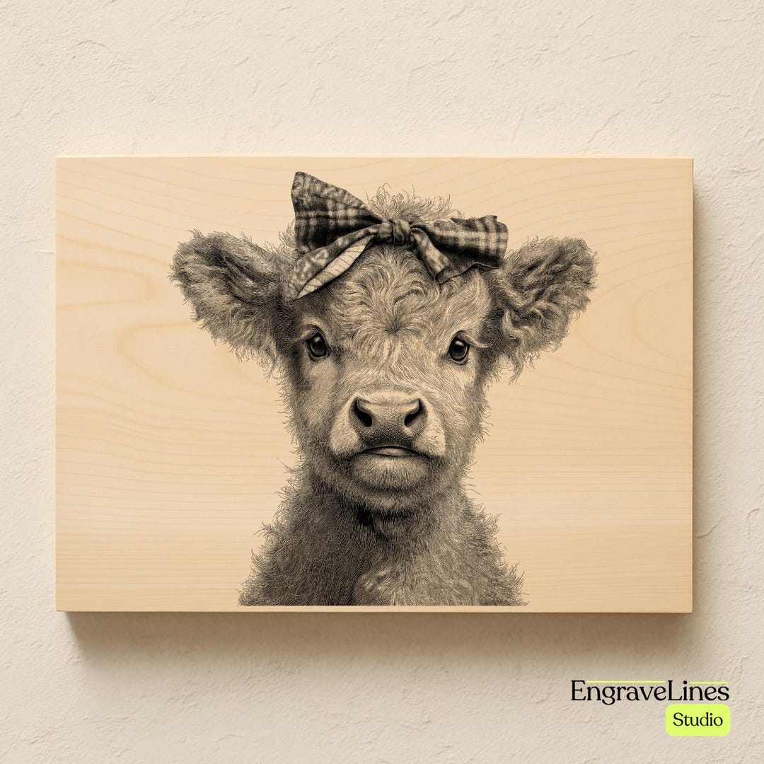 Baby Highland Cow With Bow Engraving File | Scottish Coo SVG PNG JPG ...