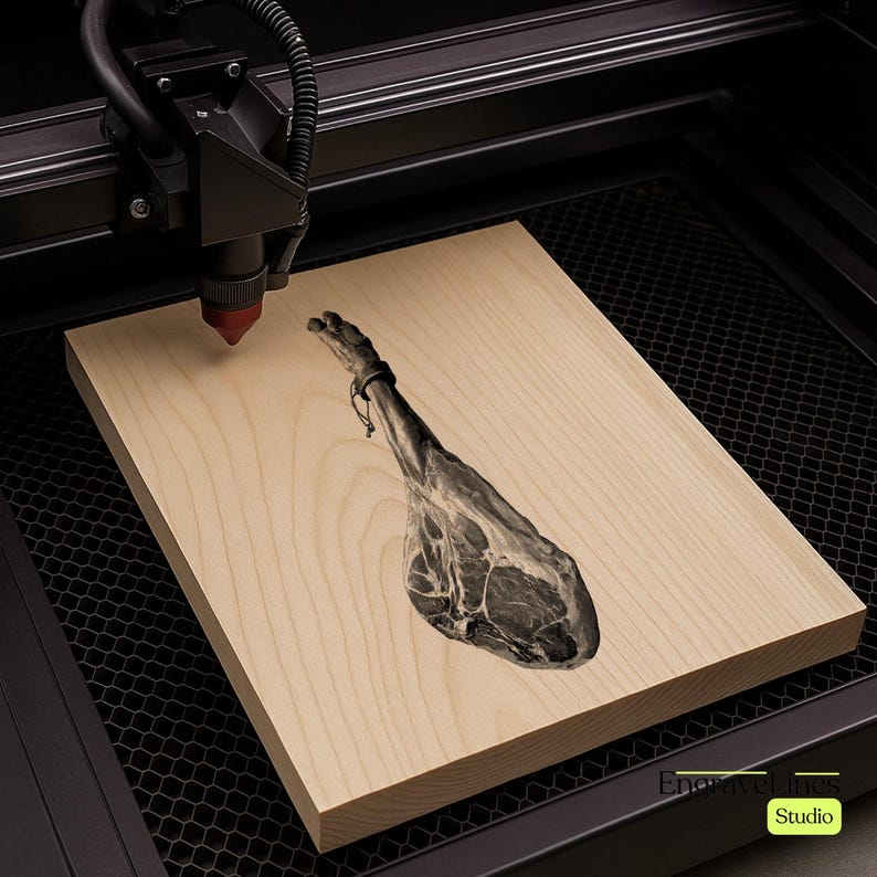 Jamon Iberico Leg SVG PNG JPG | Vintage Ham Engraving Art | Laser ...