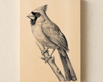 Cardinal Bird Laser Engraving File PNG SVG JPG  | Vintage Bird Illustration | Wood & Leather Engraving Design | Nature Wall