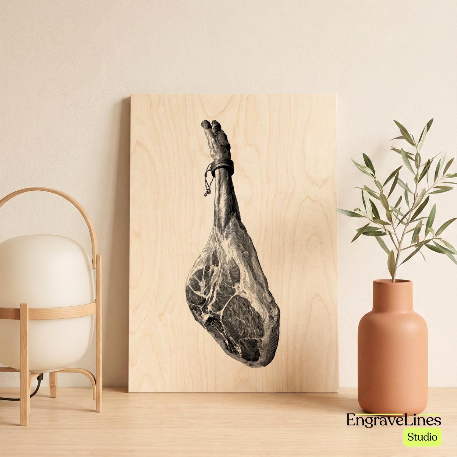 Jamon Iberico Leg SVG PNG JPG | Vintage Ham Engraving Art | Laser ...