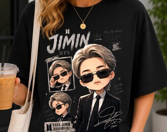 Chemise Jimin, t-shirt fan art kpop mignon, t-shirt graphique de style anime, cadeau pour amateur de musique pop coréenne, unisexe
