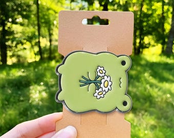Cute Frog Acrylic Hair Clip with Flowers, Kawaii Animal Hair Claw, Spring Summer Hair Accessory, Gift for Her
