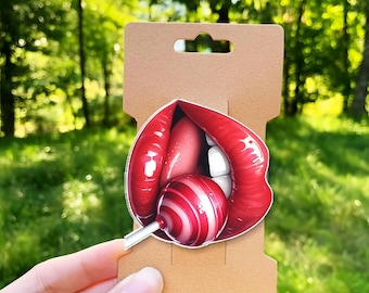 Candy Lips Acrylic Hair Clip, Cute Sweet Hair Claw Clip, Valentine Aesthetic Hair Accessory, Trendy Gift for Women