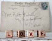 vintage letter cube word LOVE