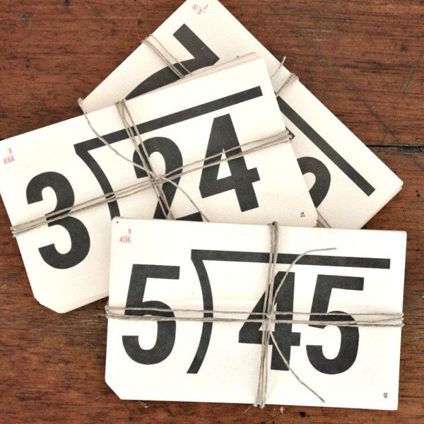 Vintage Flash Cards math division set of 12