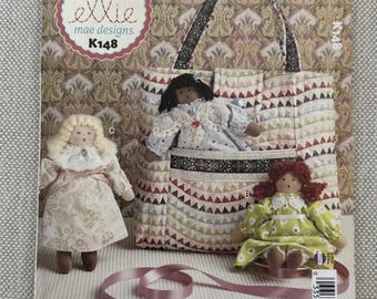 Ellie Mae Designs K148 Pattern UNCUT Tote Bag & VIntage Soft Sculpture Dolls NEW