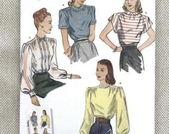 Simplicity 8736 1940's Blouse w Peter Pan Collar Sz 16-24