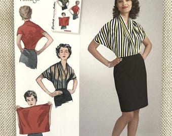 Simplicity 8452 Vintage 1050s Style Misses' Knit Blouse S-L