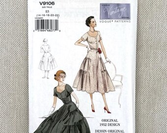 Vogue Pattern 9106 Misses Original Vintage 1952 Design Pullover Dress 14~22
