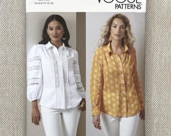 Vogue V2031 Misses Button Front Blouses H5 (6-14) Sewing Pattern
