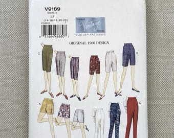 Vogue V9189 Vintage Model Misses 1960s Style Shorts / Pants Size 14 - 22