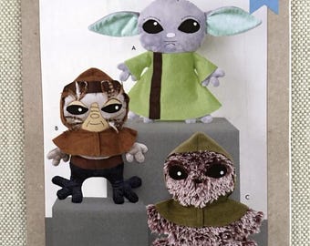 Kwik Sew K4323 Pattern 18" Plush Stuffed Aliens Baby Yoda Ewok Star Wars UC FF