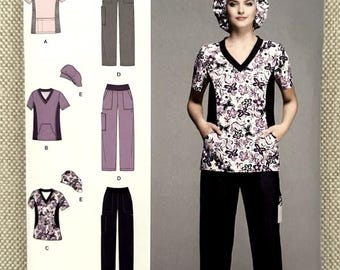 Simplicity Easy-To-Sew Scrubs Cap Hat Top Pants Size 10-18 Pattern