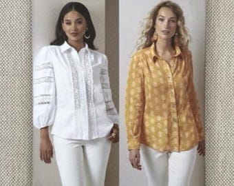 Vogue V2031 Misses Button Front Blouses H5 (6-14) Sewing Pattern