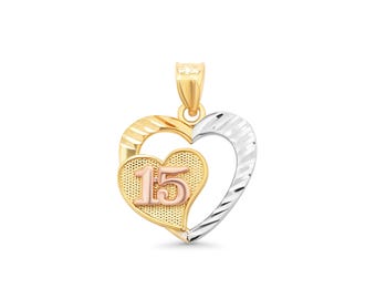 Wisiorek Sweet 15 Open Heart wykonany ze złota trójkolorowego 14K