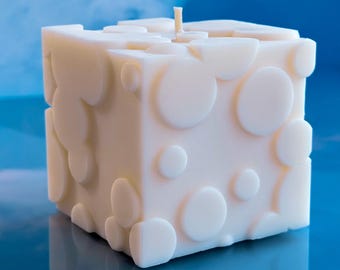 Sculptural Vanilla Soy Candle: The Memory Cube Bubble Design, Hand-Poured Home Decor