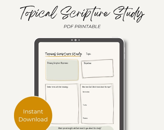 Topical Scripture Study Outline: Printable PDF with Doodle Designs (Digital Download)