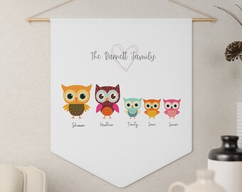 Owl Family Personalized Family Pennant |