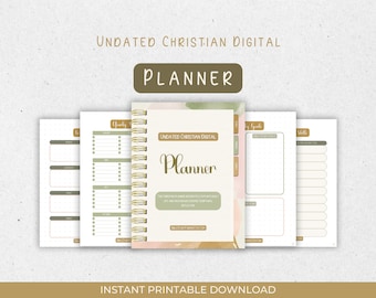Undated Christian Digital Planner: Daily, Weekly, Monthly (PDF Printable)
