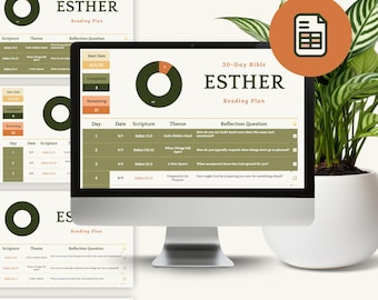 Esther 30-Day Bible Reading Plan: Scripture Tracker & Journal (Google Sheet Digital Download)